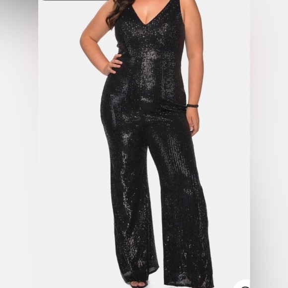 La Femme Pants - La Femme Curve | Sequin Jumpsuit